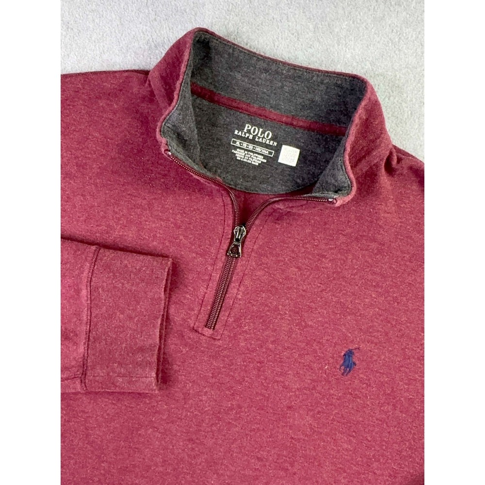 Polo Ralph Lauren Luxury 1/4 Zip Pullover Men's XL Soft Touch Red Blue Pony